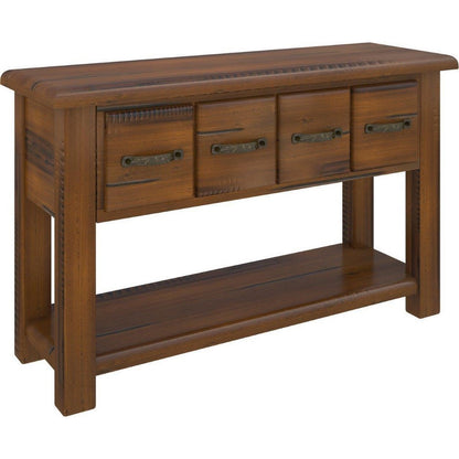 Umber Console Hallway Entry Table 136cm Solid Pine Timber Wood - Dark Brown - Cosy Abode