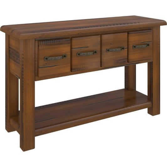 Umber Console Hallway Entry Table 136cm Solid Pine Timber Wood - Dark Brown - Cosy Abode