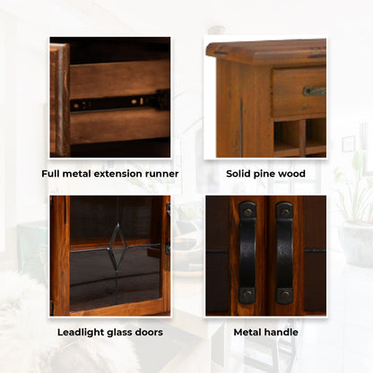 Umber Sideboard Buffet Wine Cabinet Bar Bottle Wooden Storage Rack - Dark Brown - Cosy Abode