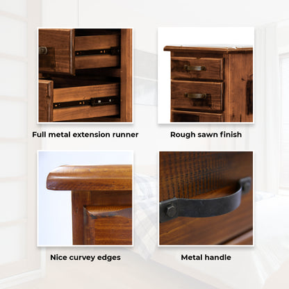Umber 4pc Queen Bed Frame Suite Bedside Dresser Furniture Package - Dark Brown - Cosy Abode