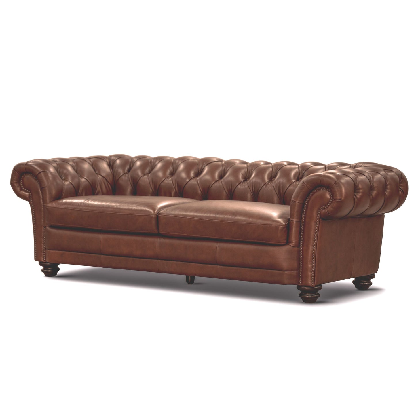 Sonny 3 Seater Genuine Leather Sofa Chestfield Lounge Couch - Butterscotch - Cosy Abode