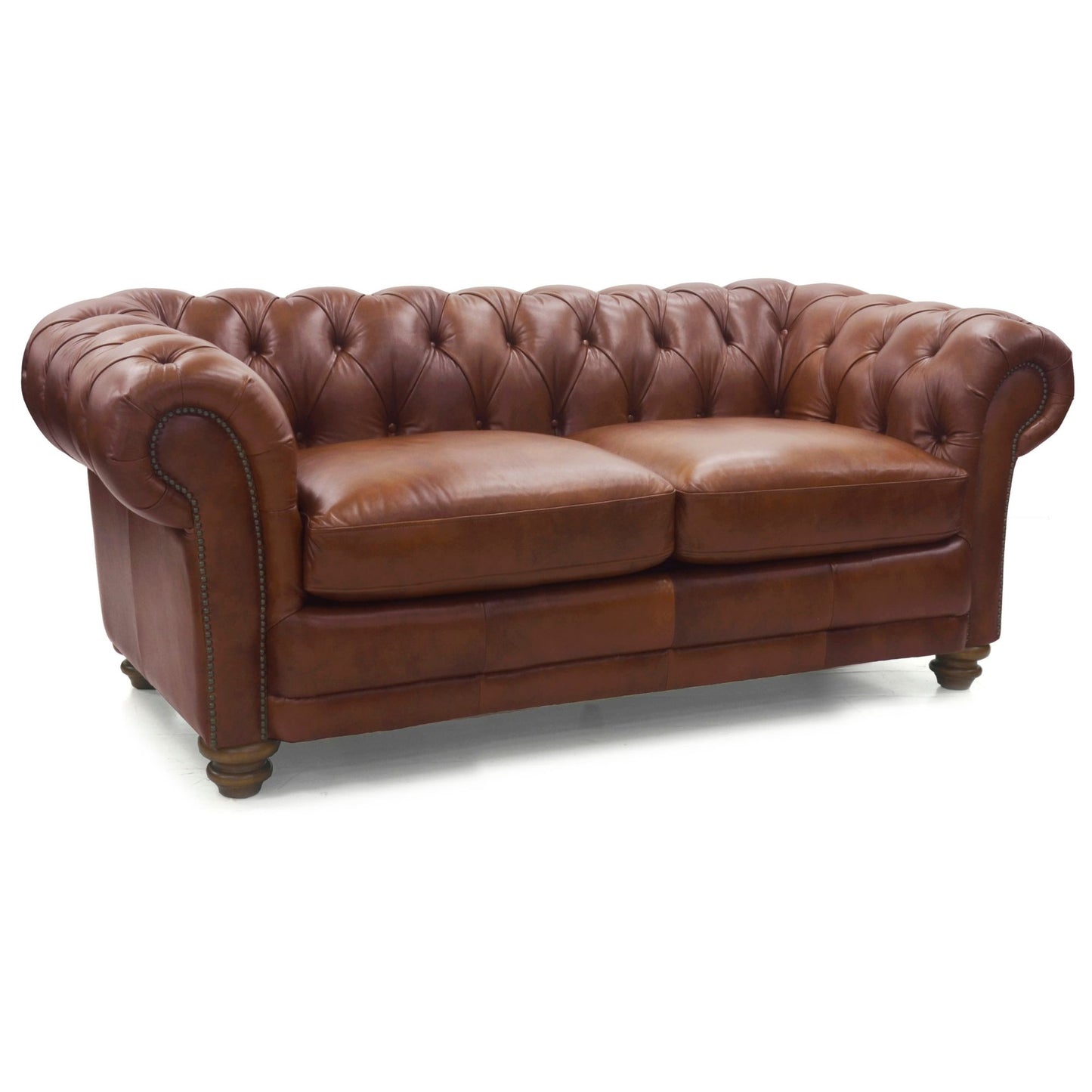 Sonny 2.5 Seater Genuine Leather Sofa Chestfield Lounge Couch - Butterscotch - Cosy Abode