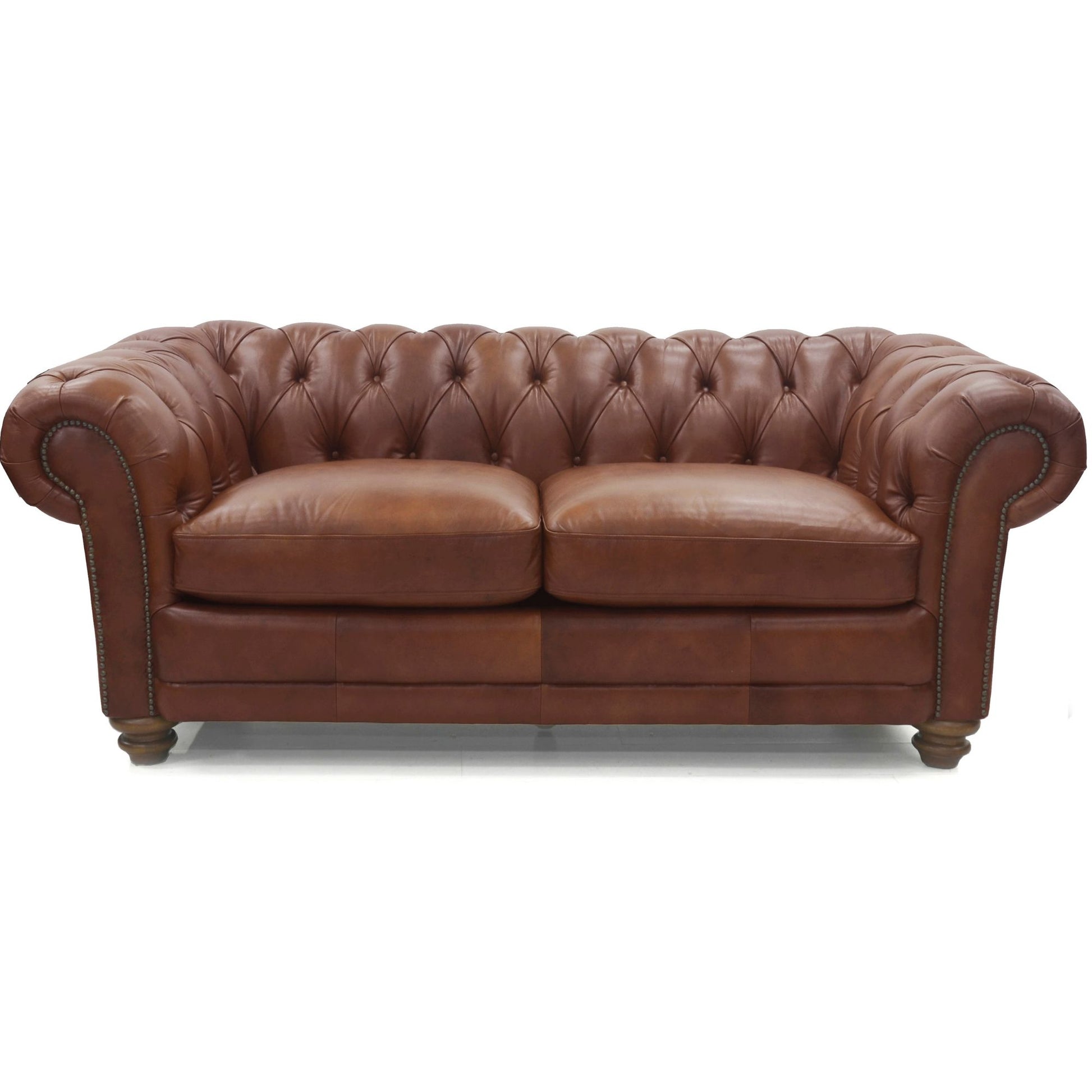 Sonny 2.5 Seater Genuine Leather Sofa Chestfield Lounge Couch - Butterscotch - Cosy Abode