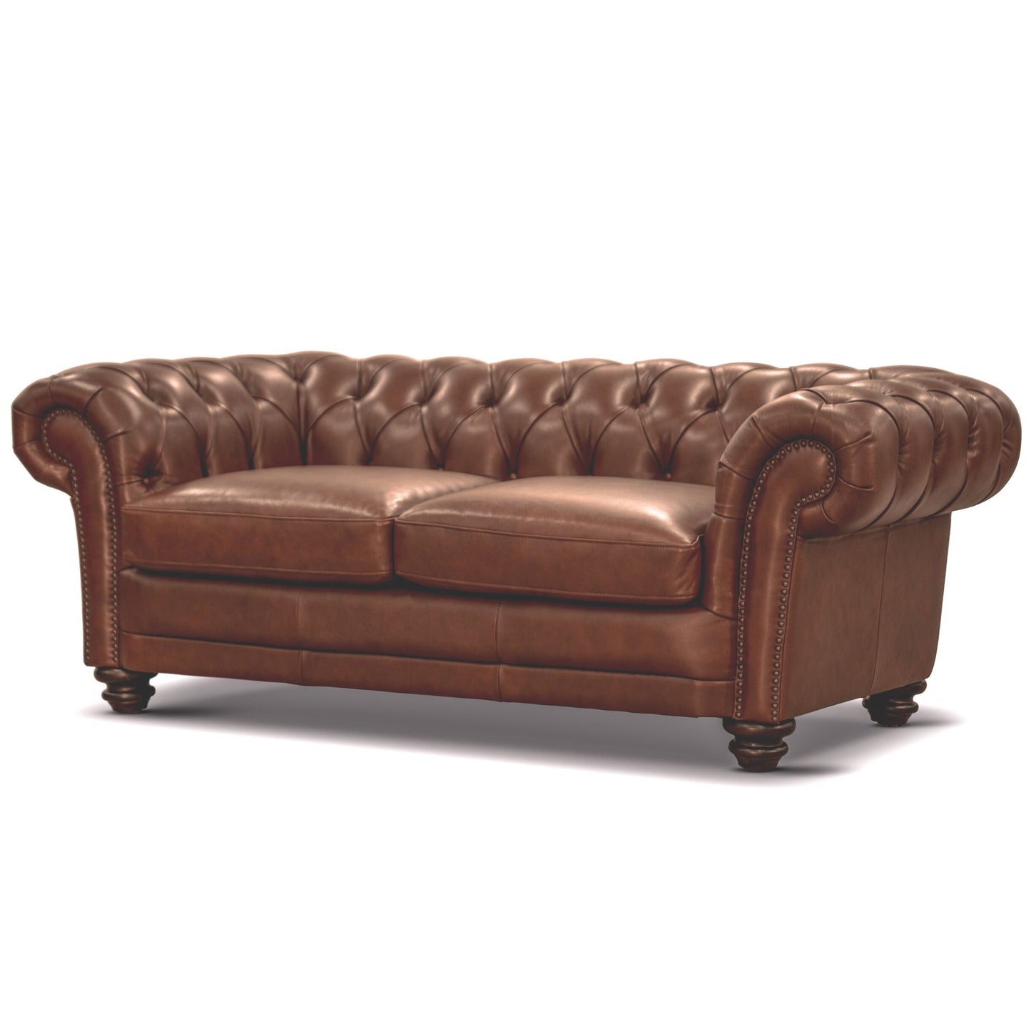 Sonny 2.5 Seater Genuine Leather Sofa Chestfield Lounge Couch - Butterscotch - Cosy Abode