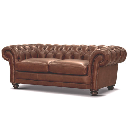 Sonny 2.5 Seater Genuine Leather Sofa Chestfield Lounge Couch - Butterscotch - Cosy Abode