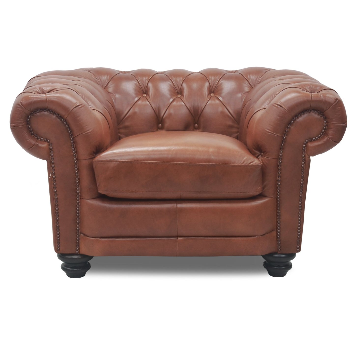 Sonny 2.5+1 Seater Genuine Leather Sofa Chestfield Lounge Couch - Butterscotch - Cosy Abode