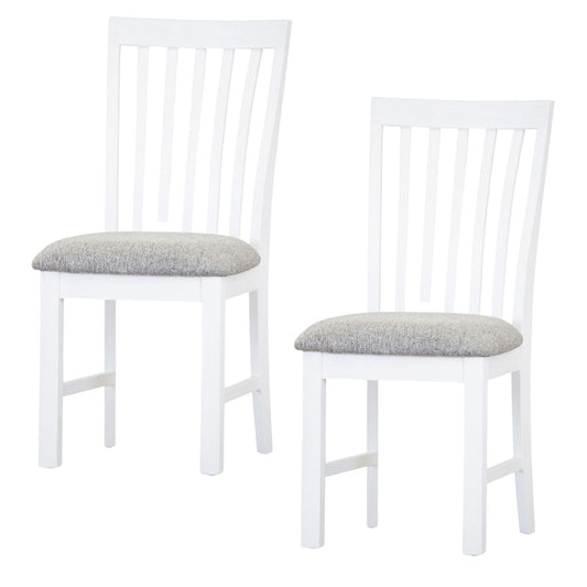 Laelia Dining Chair Set of 2 Solid Acacia Timber Wood Coastal Furniture - White - Cosy Abode