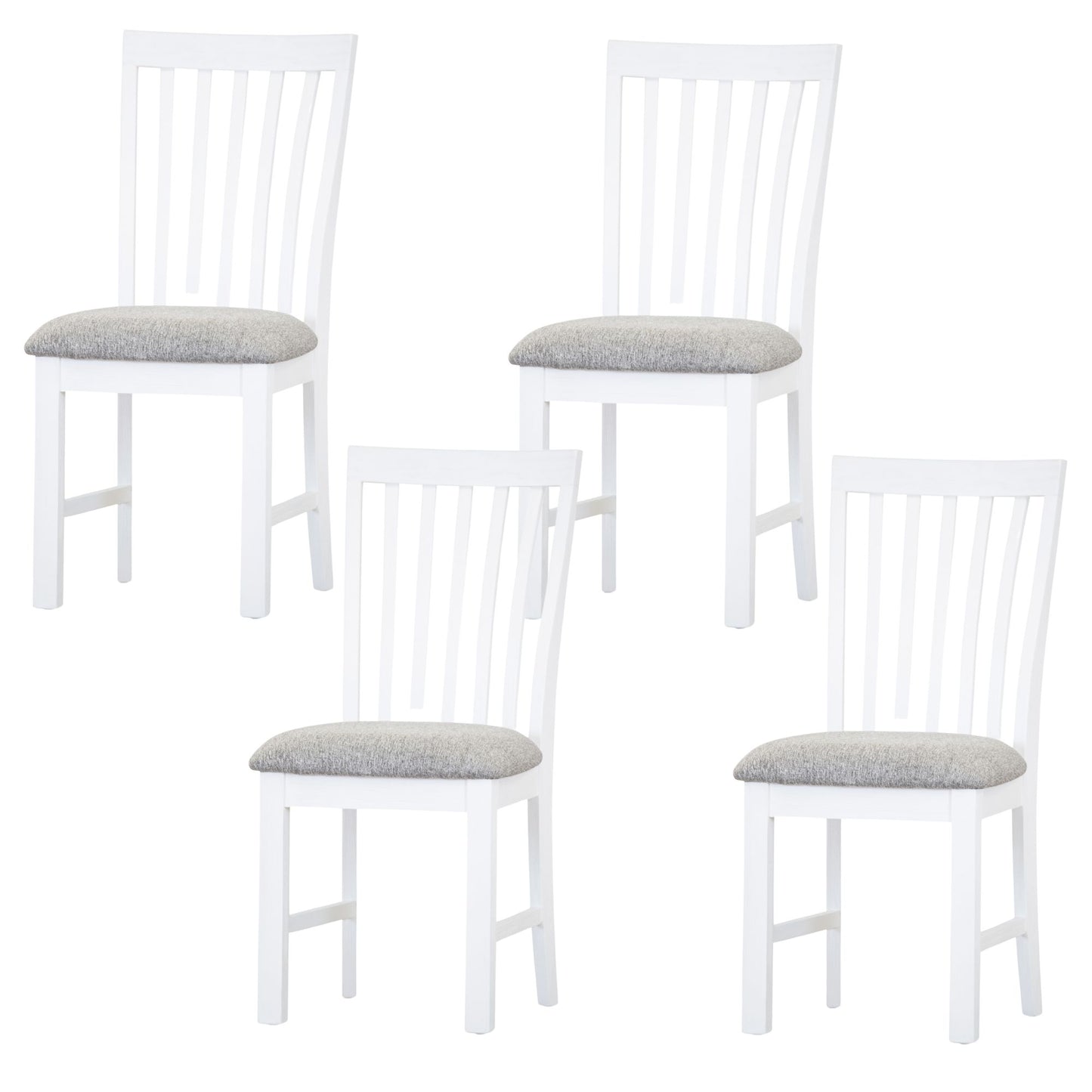 Laelia Dining Chair Set of 4 Solid Acacia Timber Wood Coastal Furniture - White - Cosy Abode