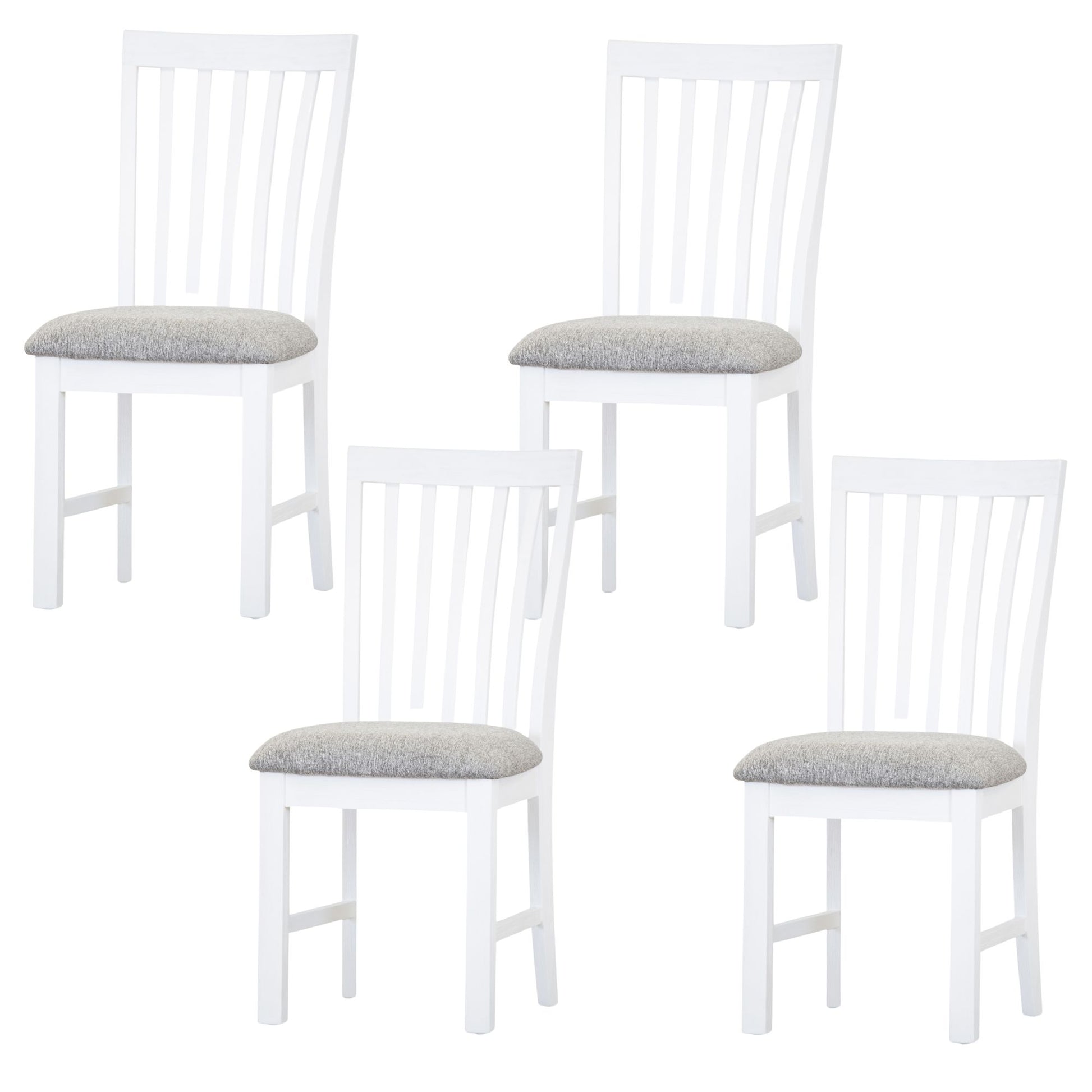 Laelia Dining Chair Set of 4 Solid Acacia Timber Wood Coastal Furniture - White - Cosy Abode