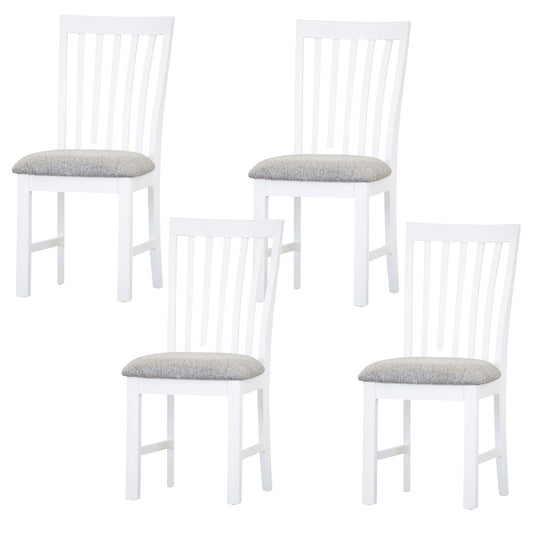 Laelia Dining Chair Set of 4 Solid Acacia Timber Wood Coastal Furniture - White - Cosy Abode