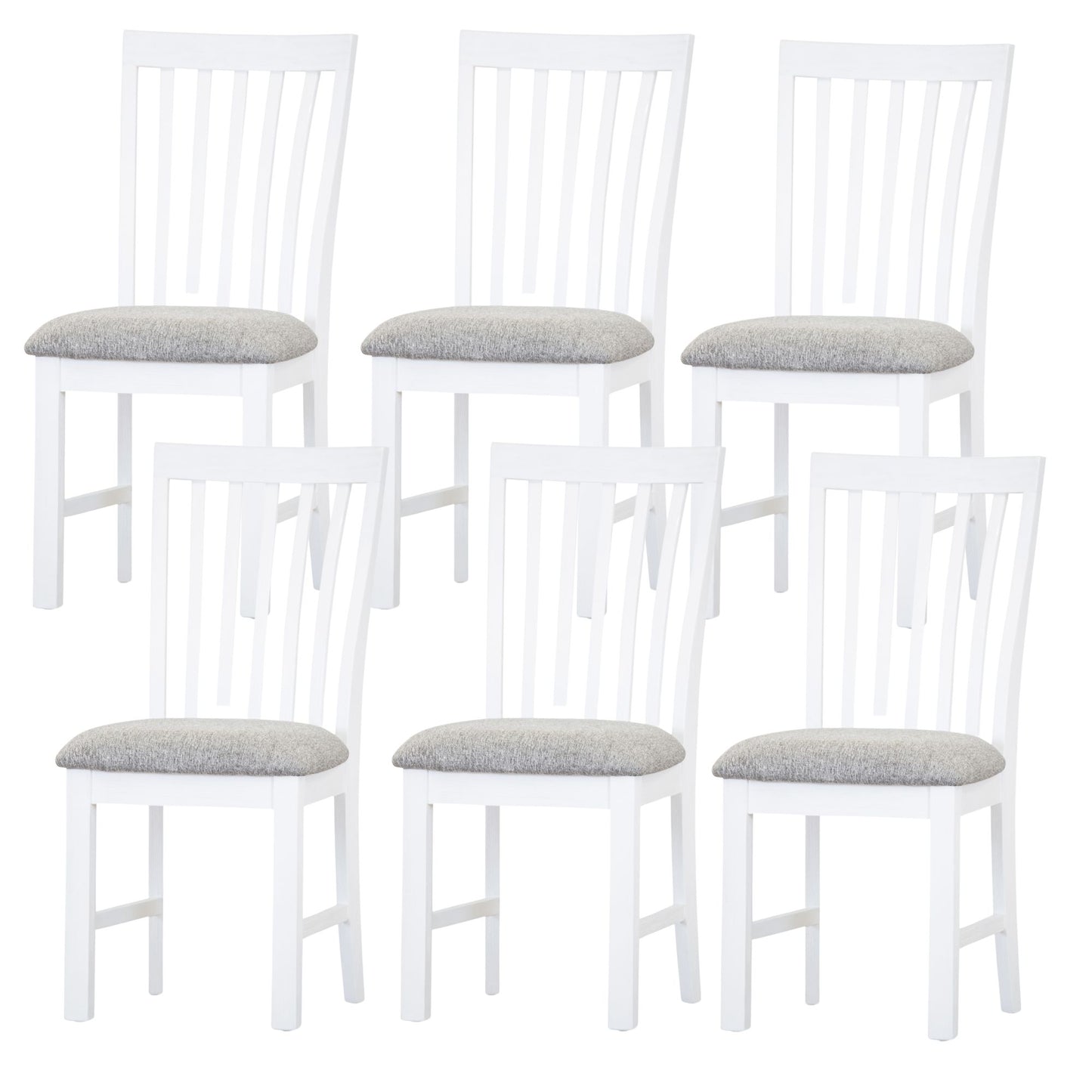 Laelia Dining Chair Set of 6 Solid Acacia Timber Wood Coastal Furniture - White - Cosy Abode