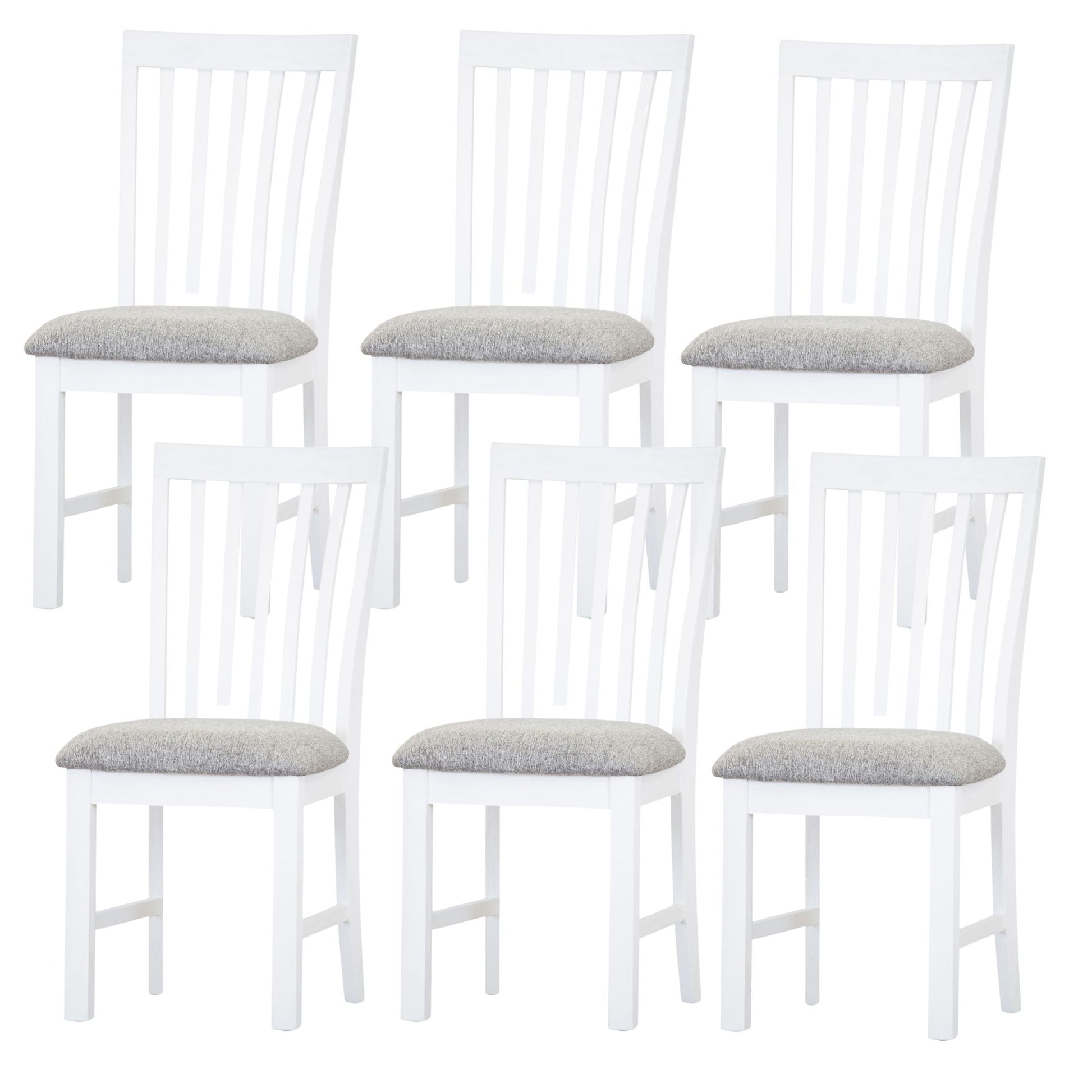 Laelia Dining Chair Set of 6 Solid Acacia Timber Wood Coastal Furniture - White - Cosy Abode