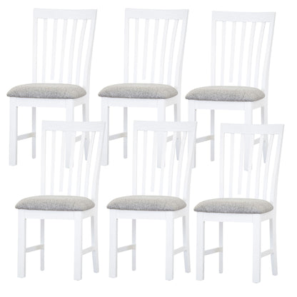 Laelia Dining Chair Set of 6 Solid Acacia Timber Wood Coastal Furniture - White - Cosy Abode