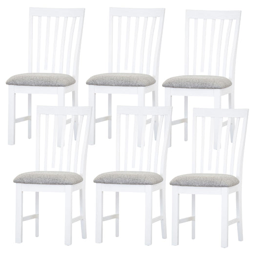 Laelia Dining Chair Set of 6 Solid Acacia Timber Wood Coastal Furniture - White - Cosy Abode
