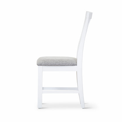 Laelia Dining Chair Set of 6 Solid Acacia Timber Wood Coastal Furniture - White - Cosy Abode