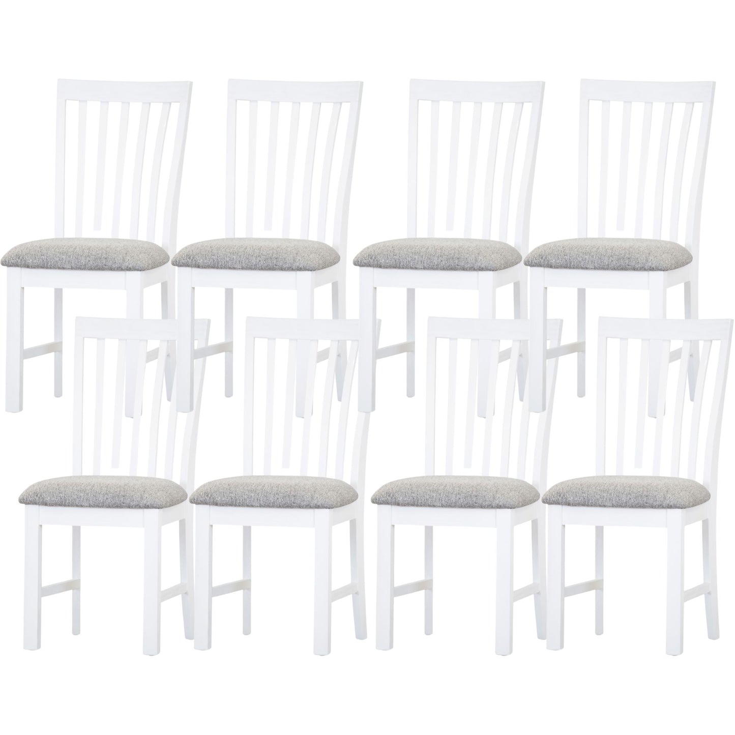 Laelia Dining Chair Set of 8 Solid Acacia Timber Wood Coastal Furniture - White - Cosy Abode