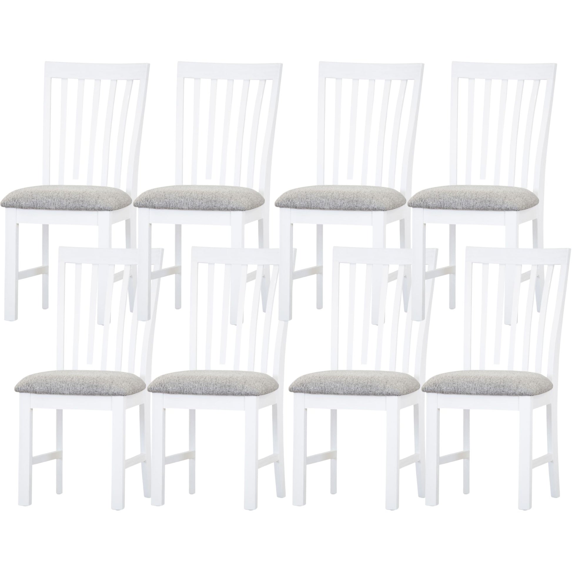 Laelia Dining Chair Set of 8 Solid Acacia Timber Wood Coastal Furniture - White - Cosy Abode