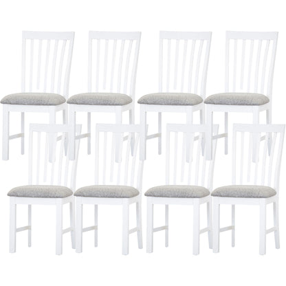 Laelia Dining Chair Set of 8 Solid Acacia Timber Wood Coastal Furniture - White - Cosy Abode