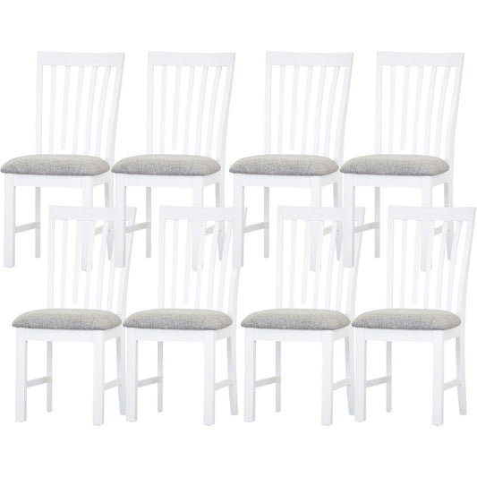 Laelia Dining Chair Set of 8 Solid Acacia Timber Wood Coastal Furniture - White - Cosy Abode
