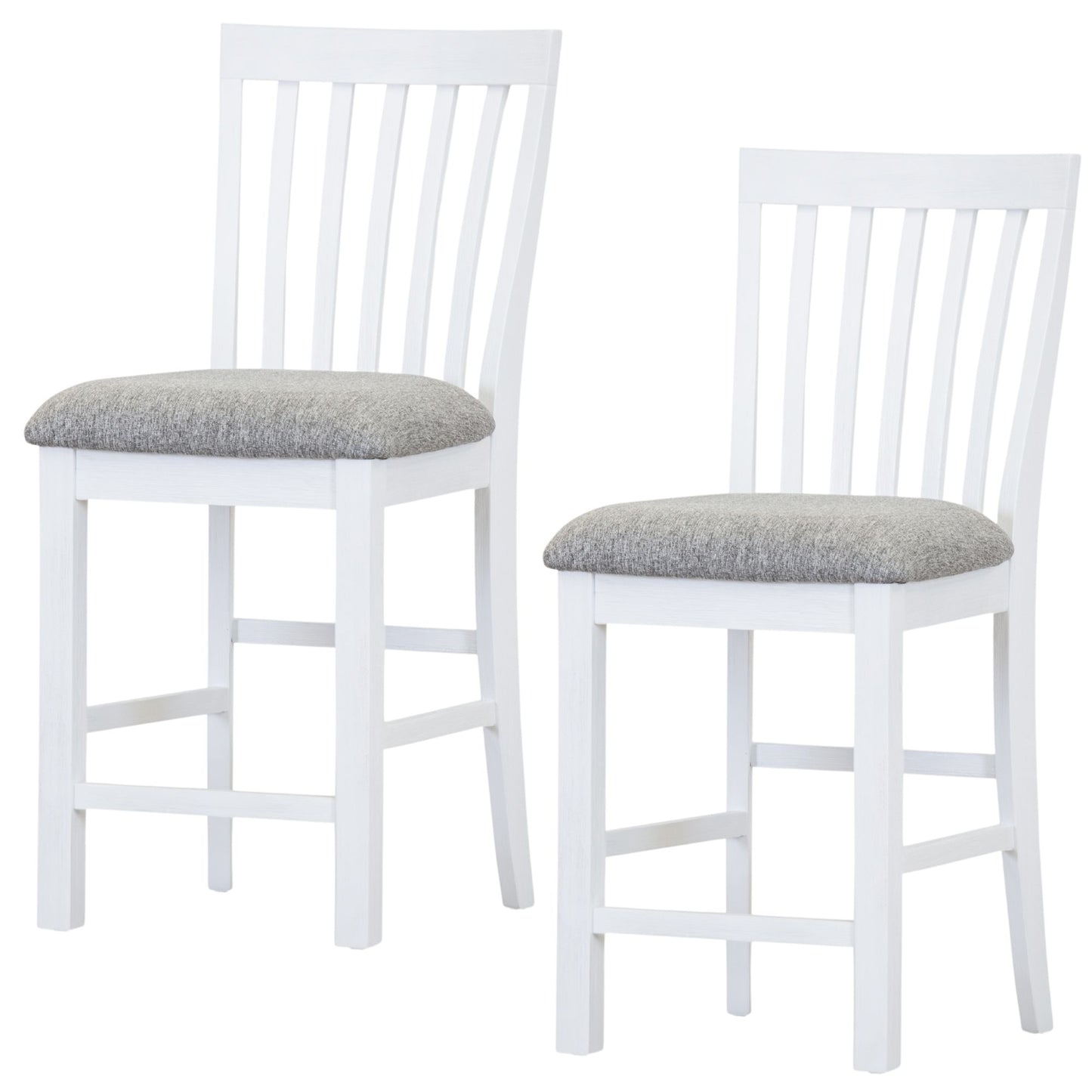 Laelia Tall Bar Chair Stool Set of 2 Solid Acacia Wood Coastal Furniture - White - Cosy Abode