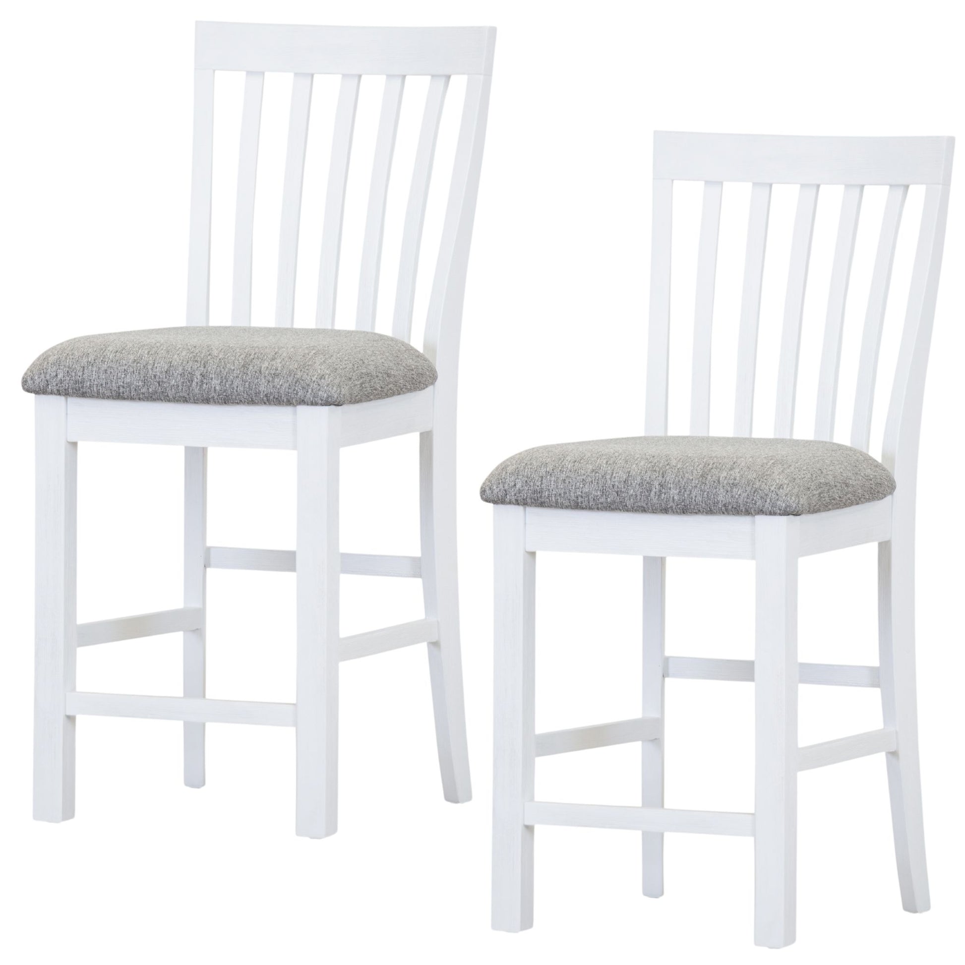 Laelia Tall Bar Chair Stool Set of 2 Solid Acacia Wood Coastal Furniture - White - Cosy Abode