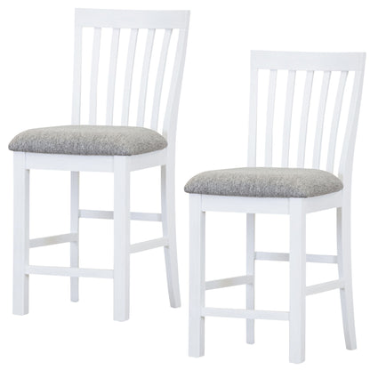 Laelia Tall Bar Chair Stool Set of 2 Solid Acacia Wood Coastal Furniture - White - Cosy Abode
