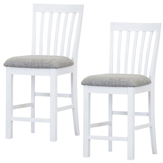 Laelia Tall Bar Chair Stool Set of 2 Solid Acacia Wood Coastal Furniture - White - Cosy Abode