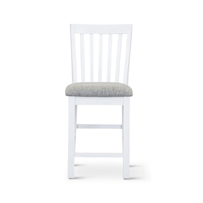 Laelia Tall Bar Chair Stool Set of 2 Solid Acacia Wood Coastal Furniture - White - Cosy Abode
