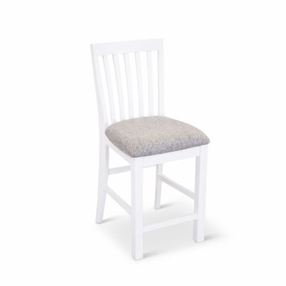 Laelia Tall Bar Chair Stool Set of 2 Solid Acacia Wood Coastal Furniture - White - Cosy Abode