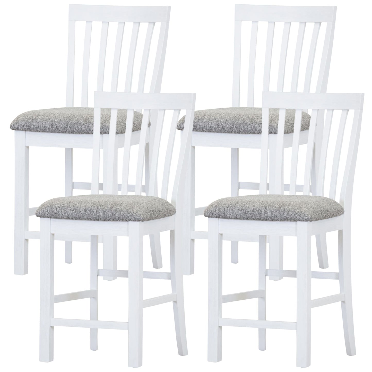 Laelia Tall Bar Chair Stool Set of 4 Solid Acacia Wood Coastal Furniture - White - Cosy Abode