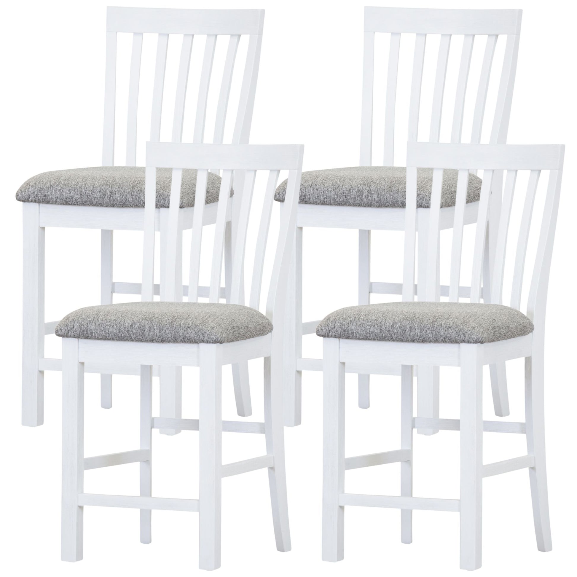 Laelia Tall Bar Chair Stool Set of 4 Solid Acacia Wood Coastal Furniture - White - Cosy Abode