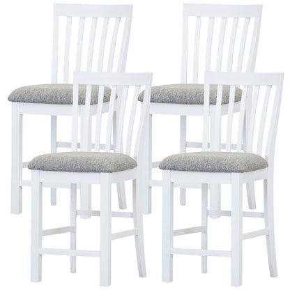 Laelia Tall Bar Chair Stool Set of 4 Solid Acacia Wood Coastal Furniture - White - Cosy Abode