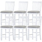 Laelia Tall Bar Chair Stool Set of 6 Solid Acacia Wood Coastal Furniture - White - Cosy Abode