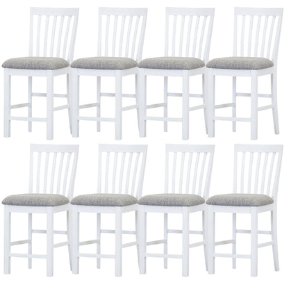 Laelia Tall Bar Chair Stool Set of 8 Solid Acacia Wood Coastal Furniture - White - Cosy Abode