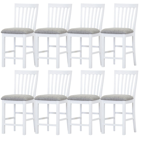 Laelia Tall Bar Chair Stool Set of 8 Solid Acacia Wood Coastal Furniture - White - Cosy Abode