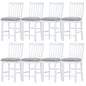 Laelia Tall Bar Chair Stool Set of 8 Solid Acacia Wood Coastal Furniture - White - Cosy Abode