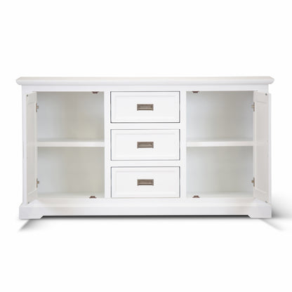 Laelia Buffet Table 166cm 2 Door 3 Drawer Acacia Wood Coastal Furniture -White - Cosy Abode