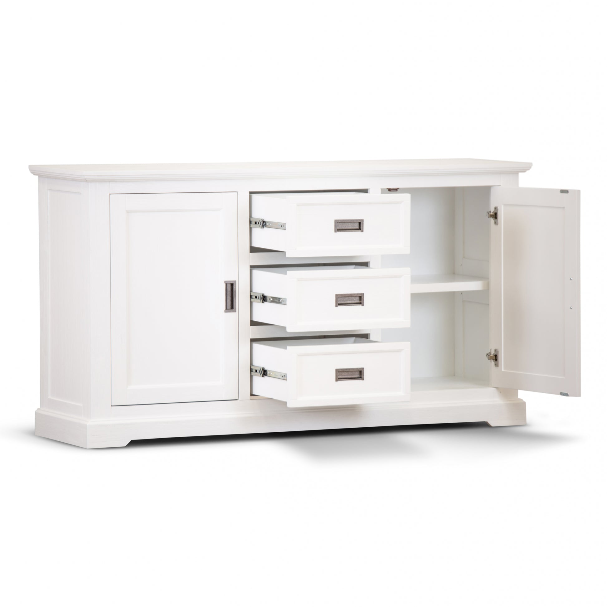 Laelia Buffet Table 166cm 2 Door 3 Drawer Acacia Wood Coastal Furniture -White - Cosy Abode