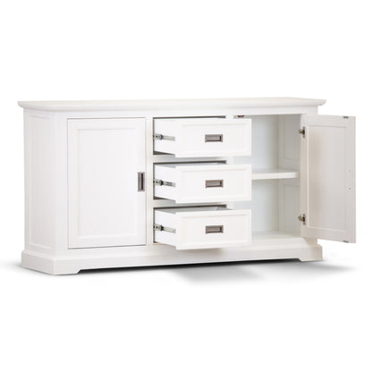 Laelia Buffet Table 166cm 2 Door 3 Drawer Acacia Wood Coastal Furniture -White - Cosy Abode