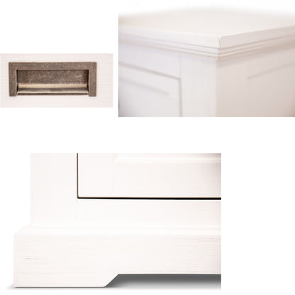 Laelia Buffet Table 166cm 2 Door 3 Drawer Acacia Wood Coastal Furniture -White - Cosy Abode