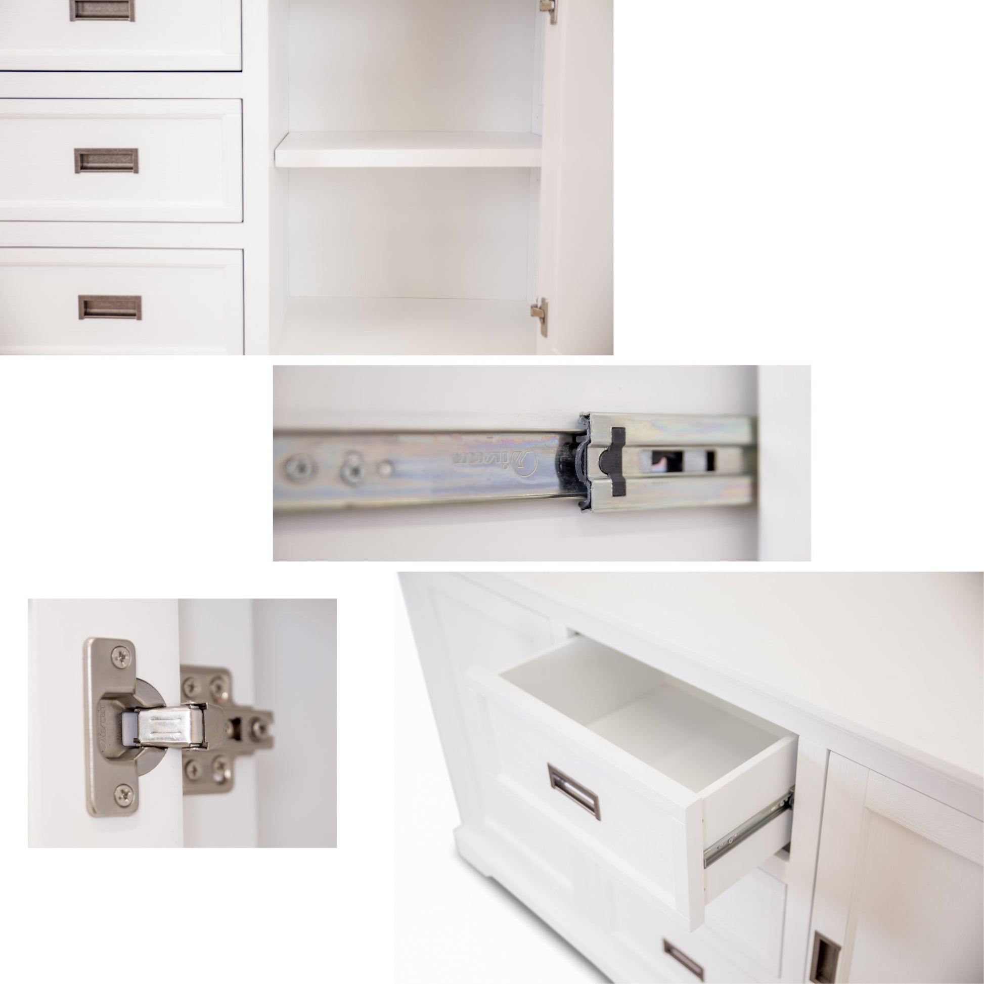 Laelia Buffet Table 166cm 2 Door 3 Drawer Acacia Wood Coastal Furniture -White - Cosy Abode