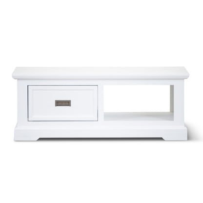 Laelia Coffee Table 120cm Solid Acacia Timber Wood Coastal Furniture - White - Cosy Abode