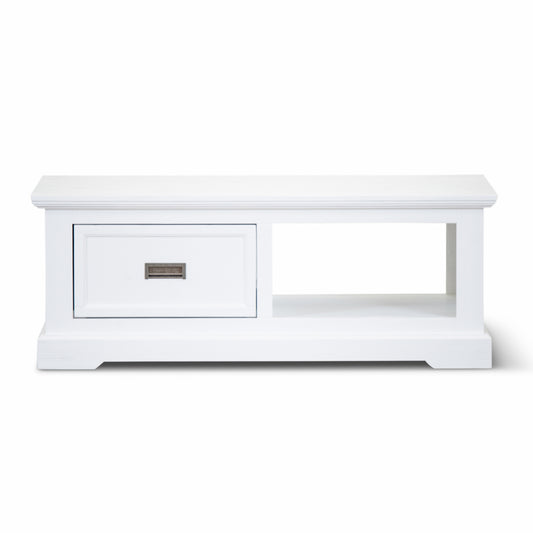Laelia Coffee Table 120cm Solid Acacia Timber Wood Coastal Furniture - White - Cosy Abode