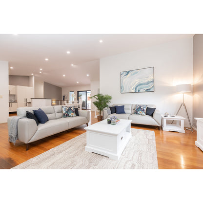 Laelia Coffee Table 120cm Solid Acacia Timber Wood Coastal Furniture - White - Cosy Abode