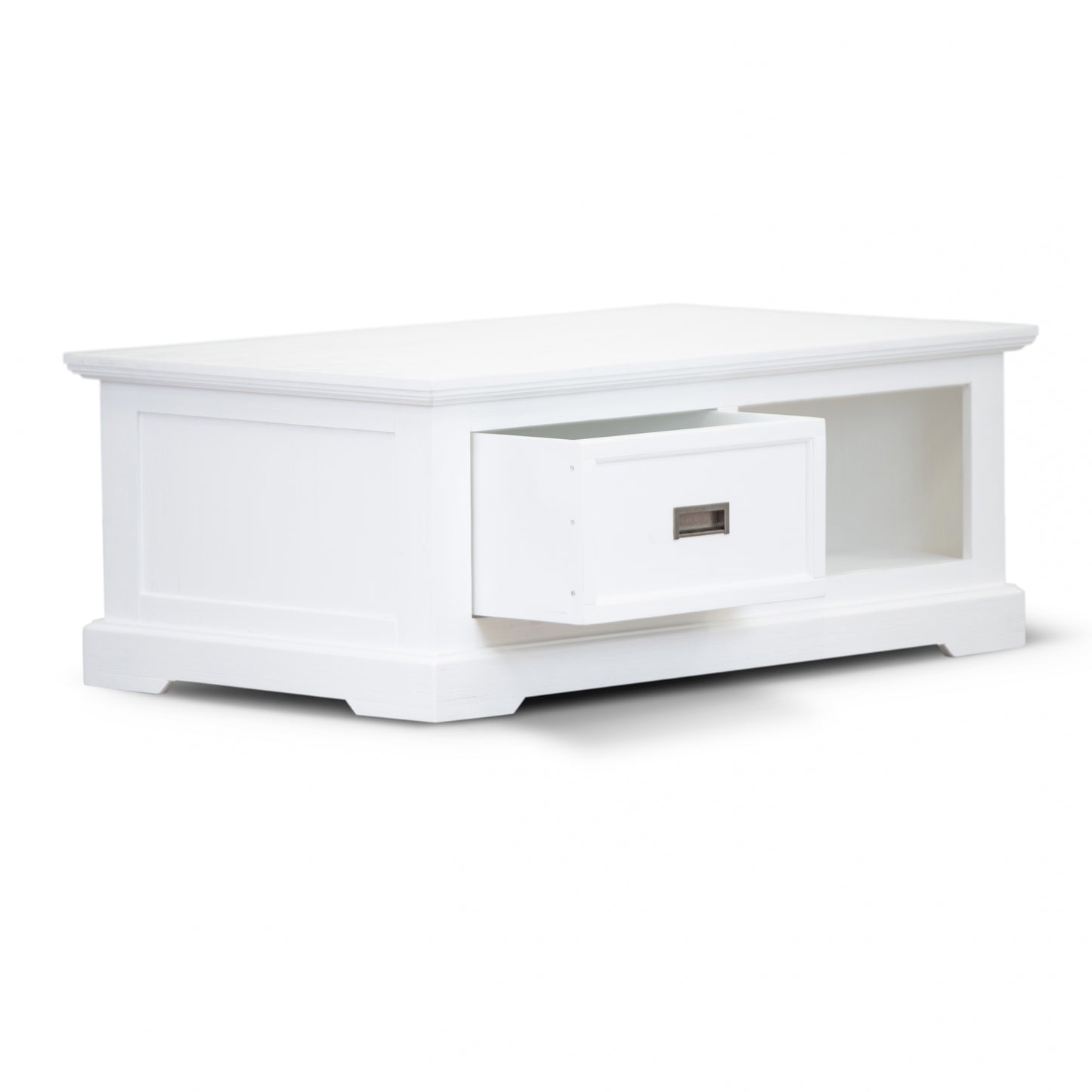 Laelia Coffee Table 120cm Solid Acacia Timber Wood Coastal Furniture - White - Cosy Abode