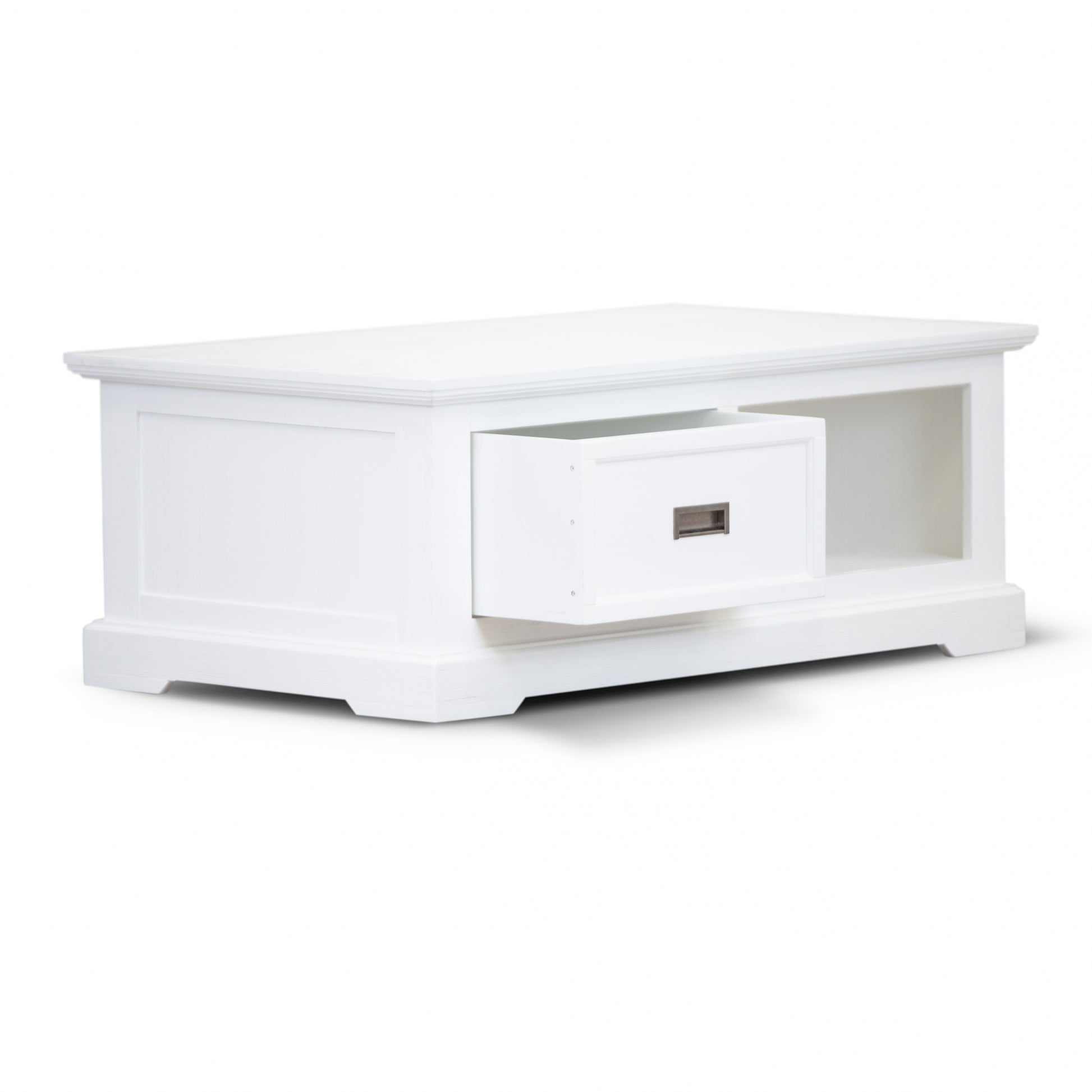 Laelia Coffee Table 120cm Solid Acacia Timber Wood Coastal Furniture - White - Cosy Abode