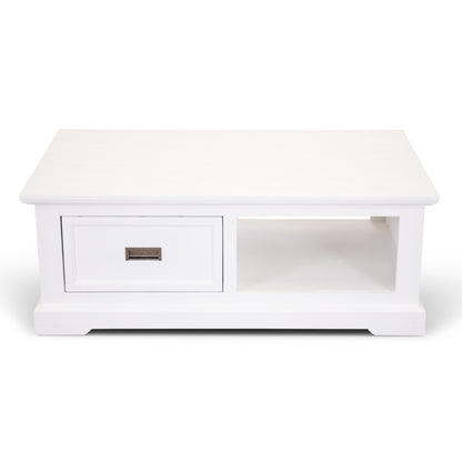Laelia Coffee Table 120cm Solid Acacia Timber Wood Coastal Furniture - White - Cosy Abode