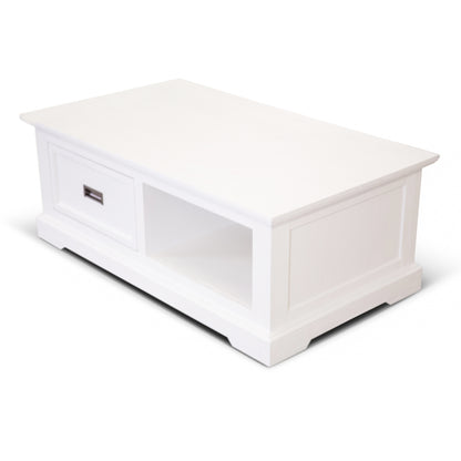 Laelia Coffee Table 120cm Solid Acacia Timber Wood Coastal Furniture - White - Cosy Abode