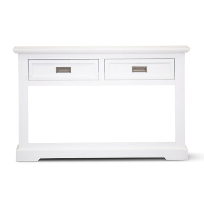 Laelia Console Hallway Entry Table 125cm Solid Acacia Timber Wood Coastal -White - Cosy Abode