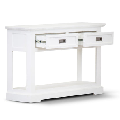 Laelia Console Hallway Entry Table 125cm Solid Acacia Timber Wood Coastal -White - Cosy Abode